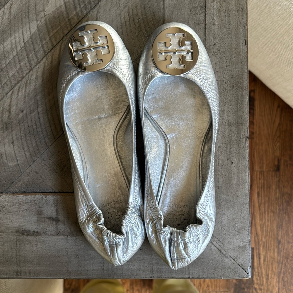 Silver Tory Burch flats